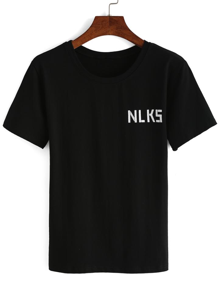Romwe Slogan Print T-shirt