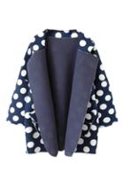 Romwe Dot Print Open Front Coat