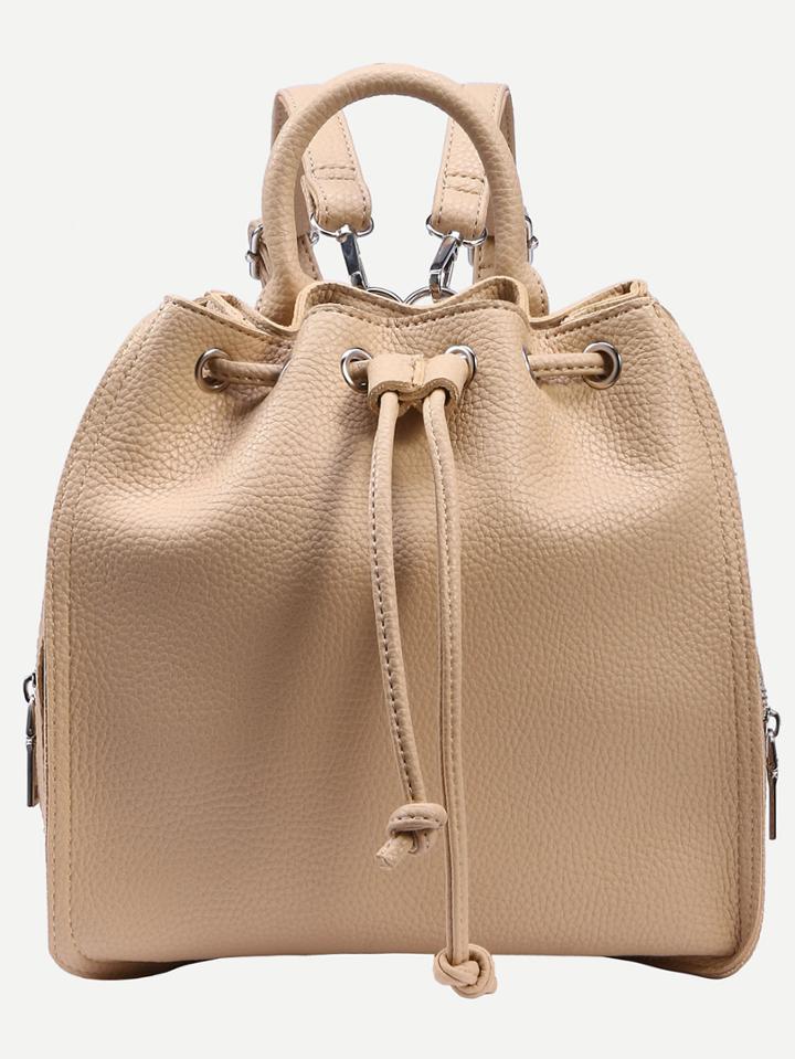 Romwe Apricot Multiway Drawstring Bucket Backpack