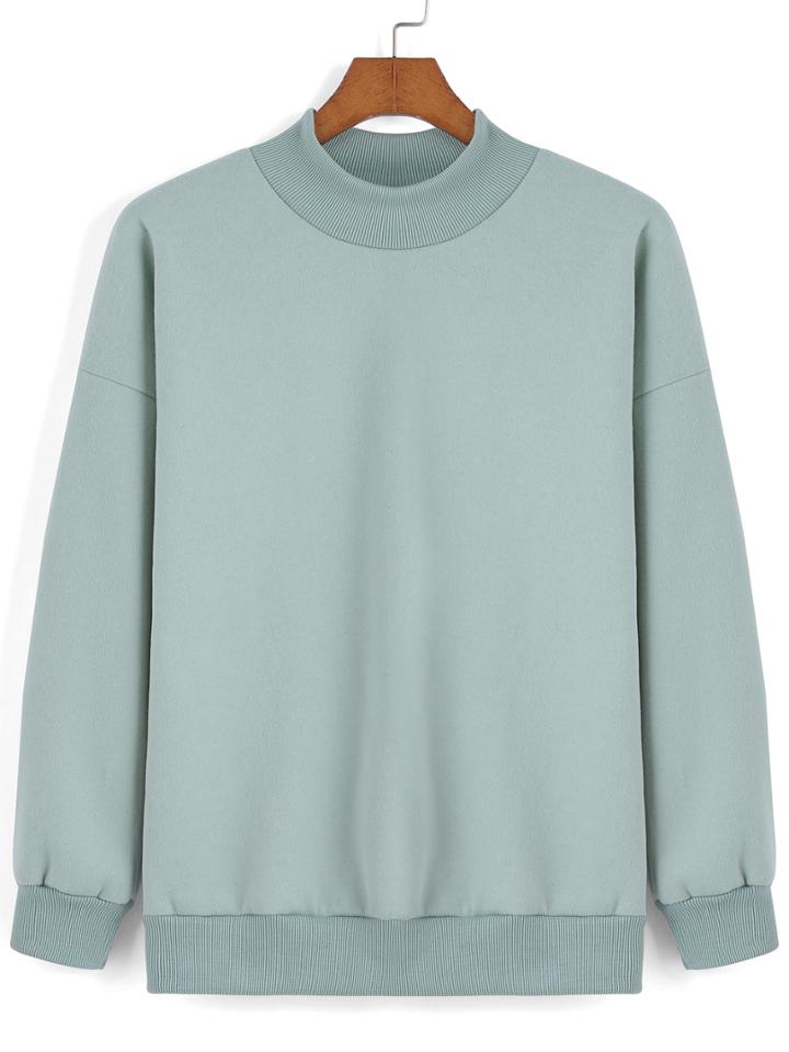 Romwe Round Neck Loose Green Sweatshirt
