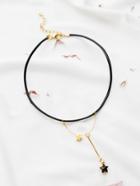 Romwe Black Star Pendant Necklace With Gold Chain