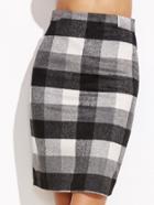 Romwe Check Plaid Zipper Back Skirt