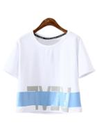 Romwe White Short Sleeve Letter Print T-shirt