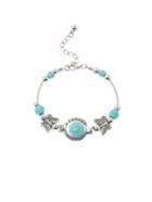 Romwe Turquoise Butterfly  Plated Adjustable Bracelet