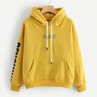 Romwe Embroidered Letter Print Hoodie Sweatshirt