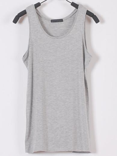 Romwe Scoop Neck Slim Grey Tank Top
