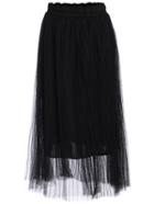 Romwe Elastic Waist Lace Pleated Skirt