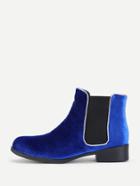 Romwe Round Toe Velvet Chelsea Boots