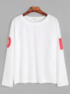 Romwe White Printed Long Sleeve T-shirt