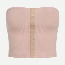 Romwe Ribbed Popper Tube Top