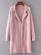 Romwe Pink Striped Raglan Sleeve Sweater Coat