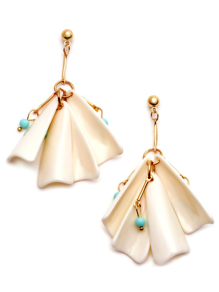 Romwe Gold Plated Acrylic Beaded Drop Earrings