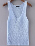 Romwe Deep V Neck Knitted Tank Top