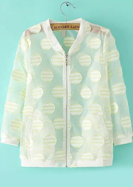 Romwe Stand Collar With Zipper Striped Patch Yellow Coat