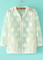 Romwe Stand Collar With Zipper Striped Patch Yellow Coat