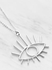 Romwe Eye Shaped Pendant Necklace