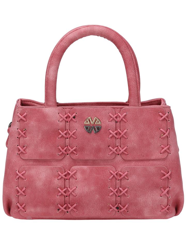 Romwe Braided Metallic Logo Featured Satchel Bag