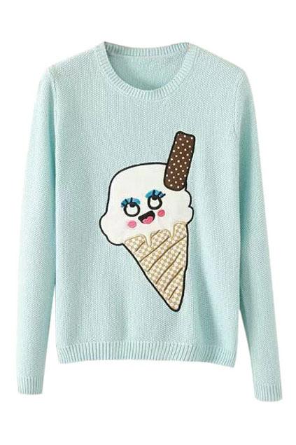 Romwe Cute Icecream Knitted Jumper