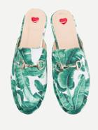 Romwe Tropical Pattern Loafer Mules