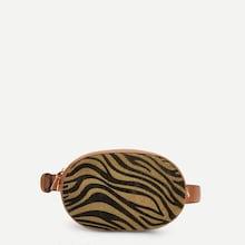 Romwe Zebra Pattern Zipper Bum Bag
