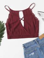 Romwe Cut Out Front Criss Cross Back Cami Top