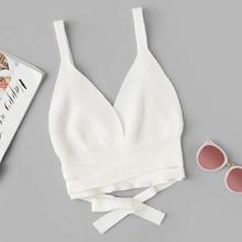 Romwe Knot Hem Crop Top