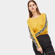 Romwe Slogan Tape Panel Sweatshirt