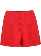 Romwe Red Buttons Straight Shorts