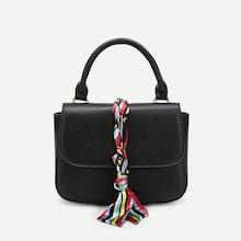 Romwe Flap Satchel Bag With Scarf