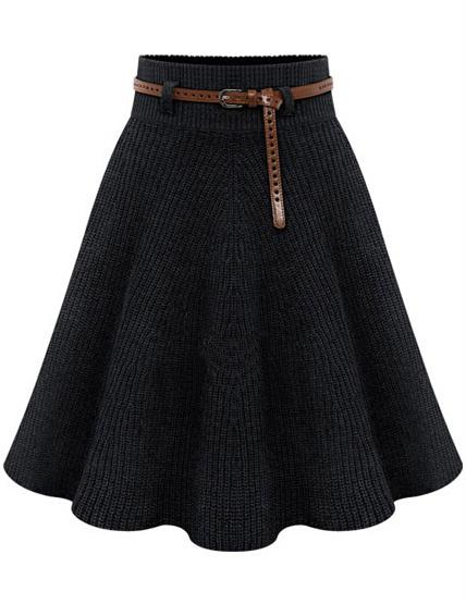 Romwe Flouncing Knit Midi Skirt