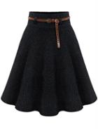 Romwe Flouncing Knit Midi Skirt