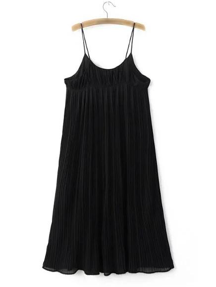 Romwe Black Spaghetti Strap Shift Dress