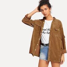 Romwe Single-breasted Solid Coat