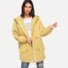 Romwe Cartoon Print Drawstring Hooded Coat