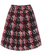 Romwe Elastic Waist Geometric Print Red Skirt