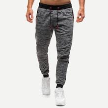 Romwe Guys Space Dye Zipper & Drawstring Detail Pants