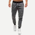 Romwe Guys Space Dye Zipper & Drawstring Detail Pants