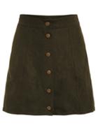 Romwe Single Breasted Front A Line Skirt