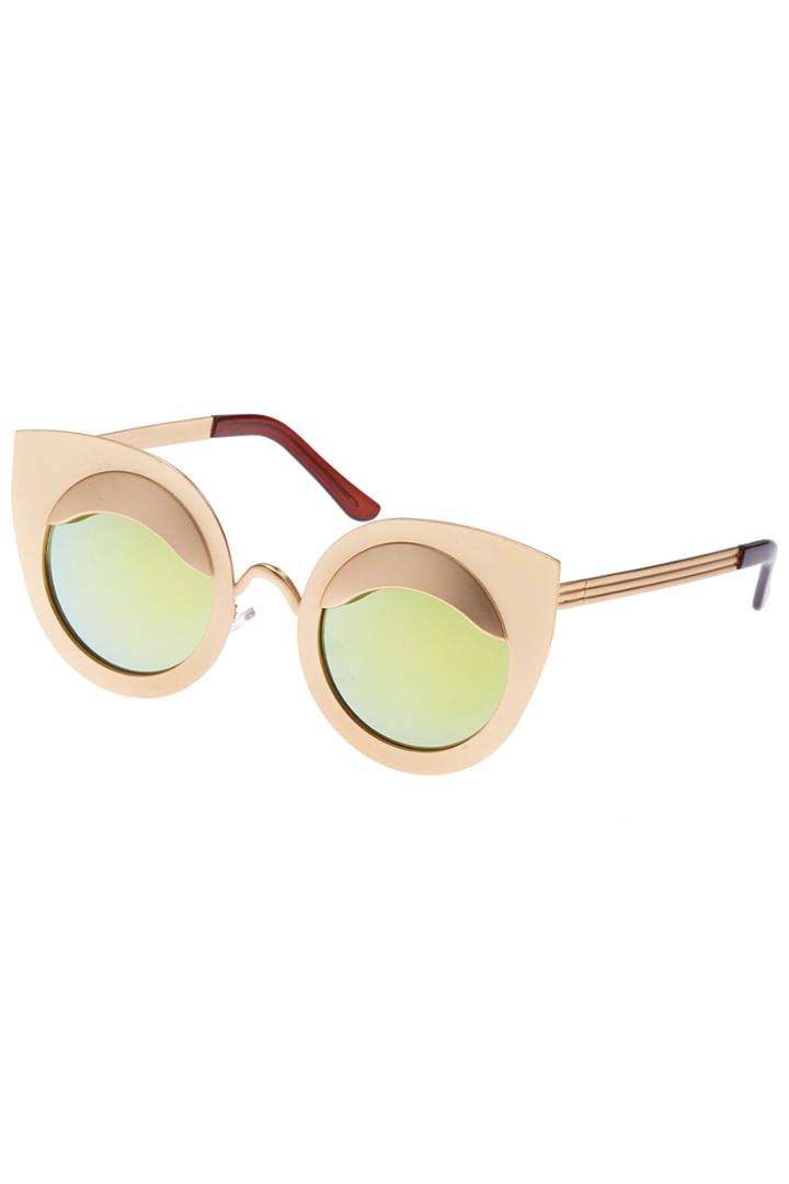 Romwe Gold Cat-eyed Sunglasses