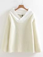 Romwe Surplice V Neckline Lamb Wool Coat