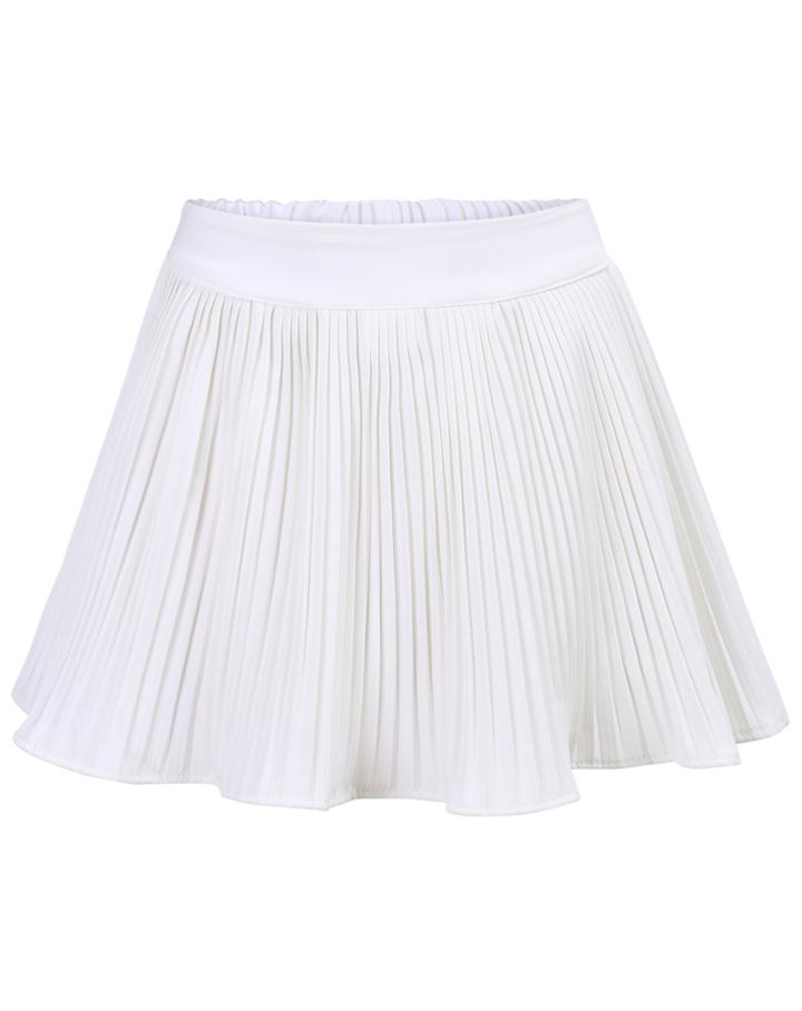 Romwe Elastic Waist Pleated White Skirt