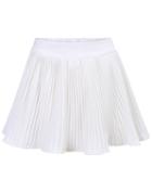 Romwe Elastic Waist Pleated White Skirt