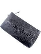 Romwe Black Crocodile Pattern Clutches Bag