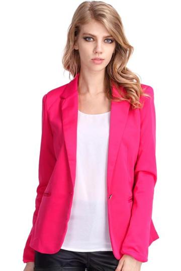 Romwe Single-breasted Rose Blazer