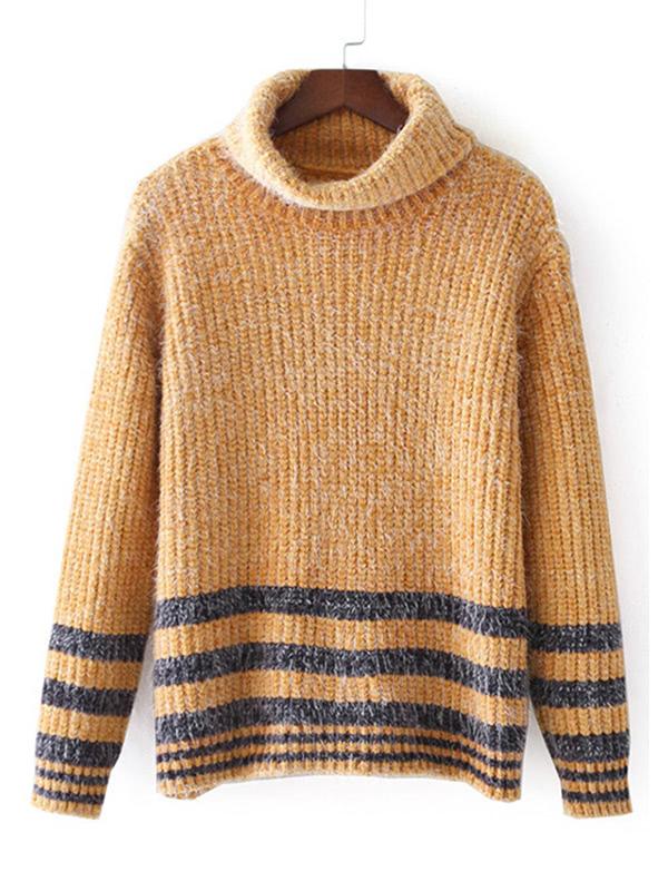 Romwe Fuzzy Striped Sweater