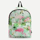Romwe Flamingo And Flower Print Backpack