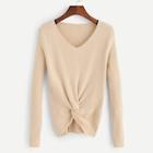 Romwe Twist Front Rib Knit Jumper