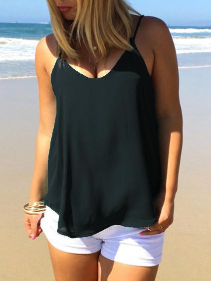 Romwe Caged Chiffon Cami Top