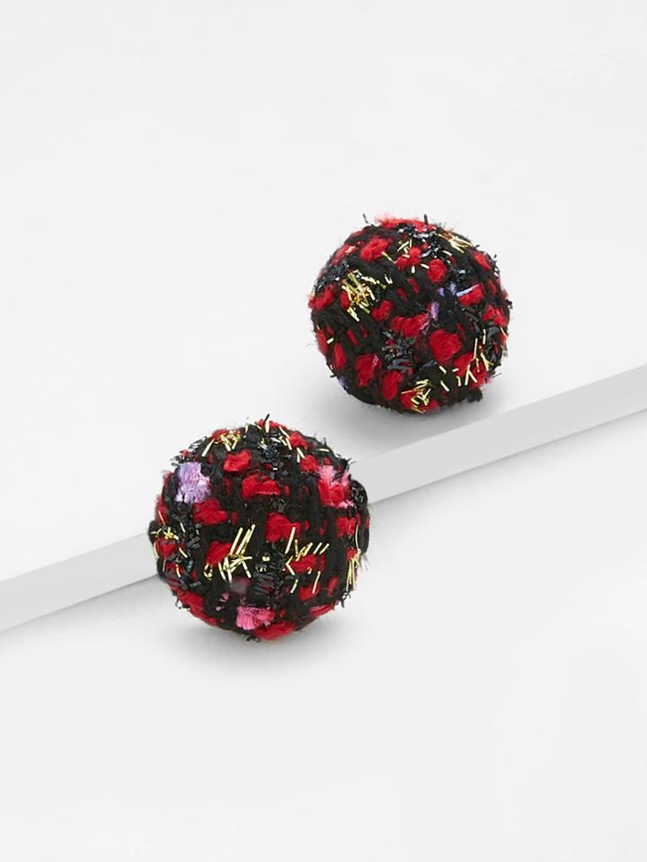 Romwe Woven Ball Design Stud Earrings