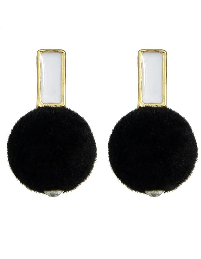 Romwe Black Ball Shape Stud Earrings